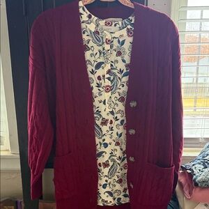 LOFT Women's Deep Red Cardigan Sweater